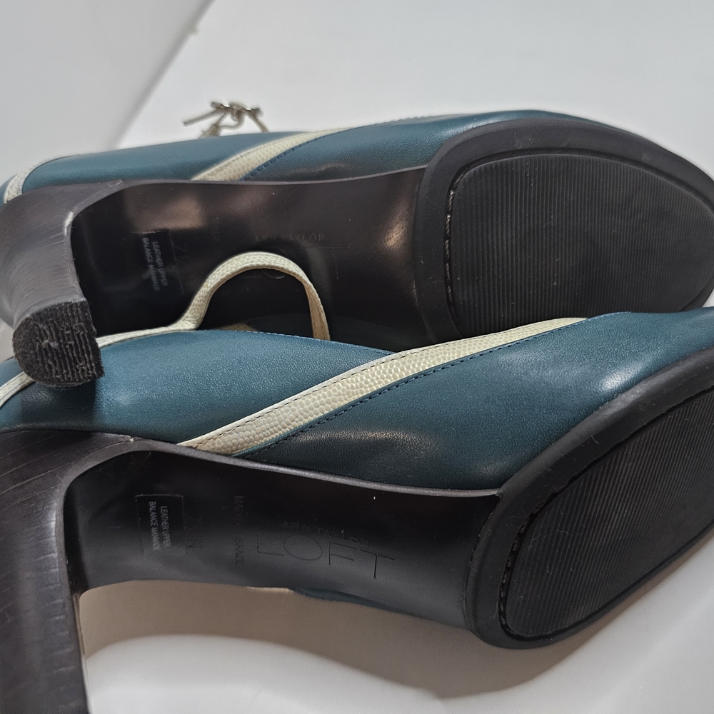 LOFT Women's Teal and Beige T-Strap Flats - Picture 7 of 15